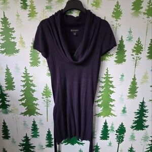 Blue Cowl Neck Short Sleeve Sweater Top